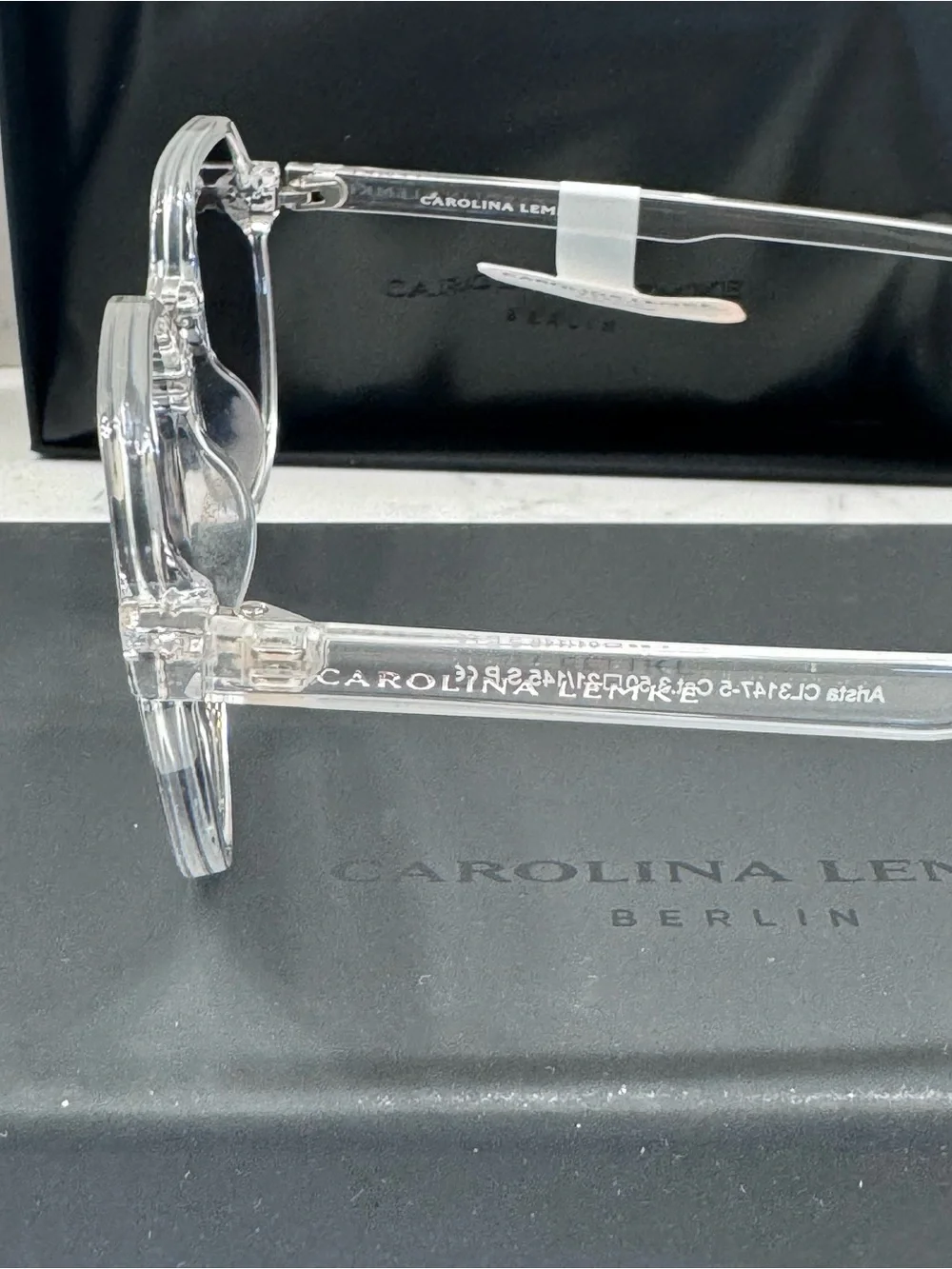 Carolina Lemke Clear Frame Sunglasses with Gray Lenses